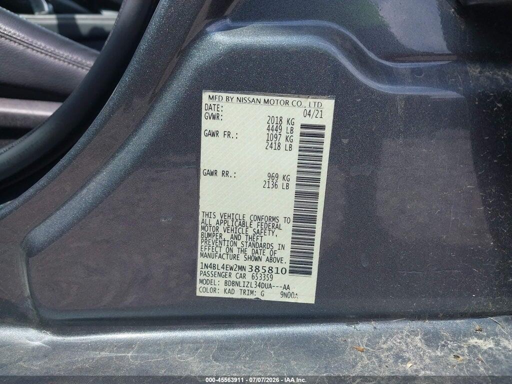 1N4BL4EW2MN385810 2021 NISSAN ALTIMA photo no. 9