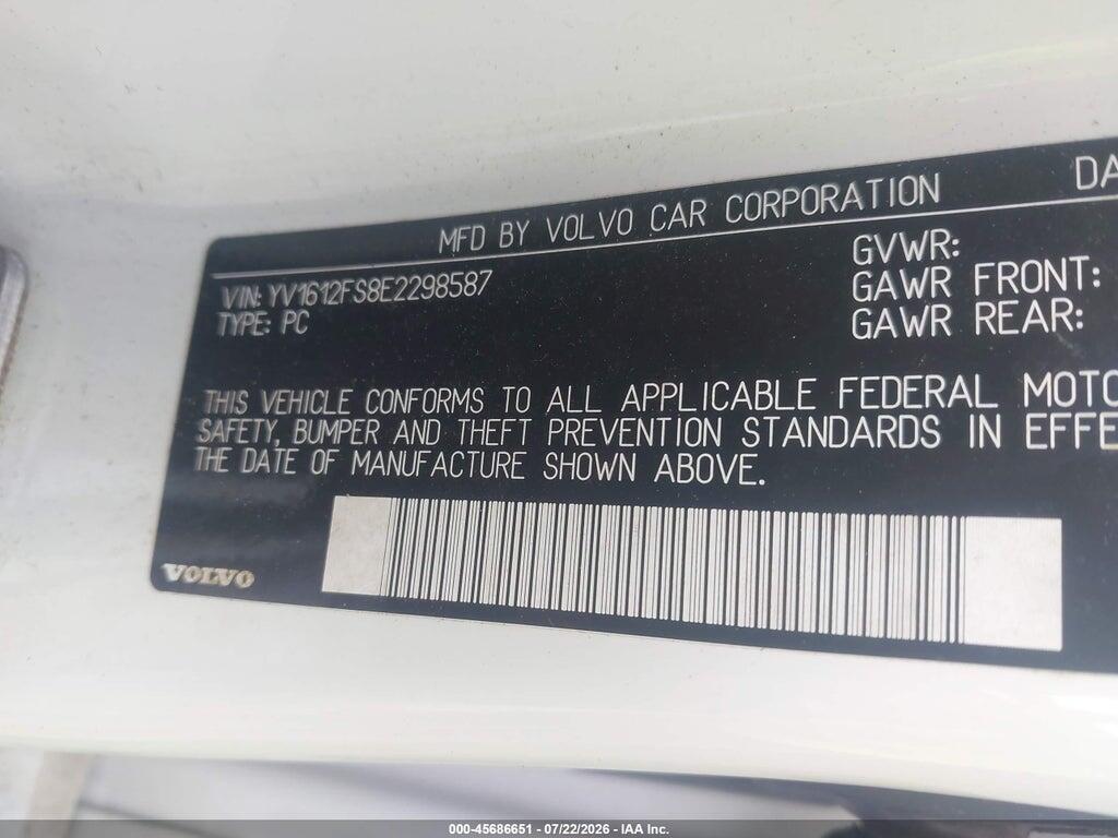 YV1612FS8E2298587 2014 VOLVO S60 photo no. 9
