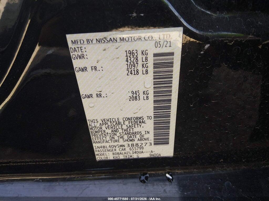 1N4BL4DV5MN388273 2021 NISSAN ALTIMA photo no. 9