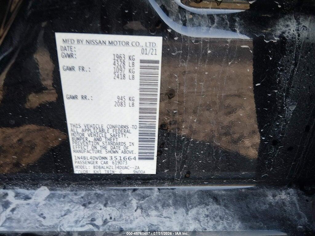1N4BL4DV0MN351664 2021 NISSAN ALTIMA photo no. 9