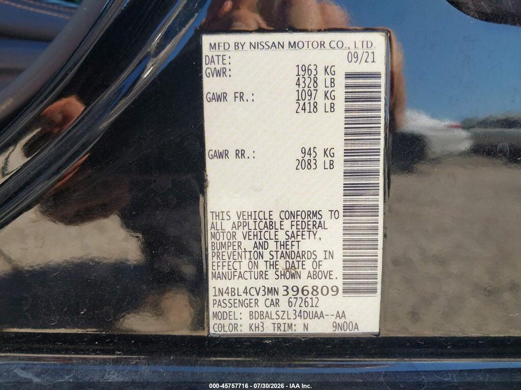 1N4BL4CV3MN396809 2021 NISSAN ALTIMA photo no. 9