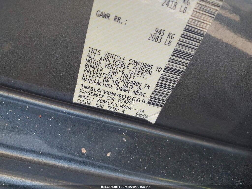 1N4BL4CVXMN406669 2021 NISSAN ALTIMA photo no. 9