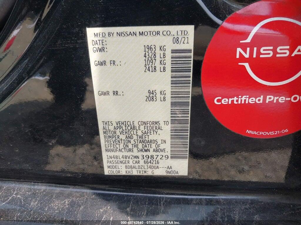 1N4BL4BV2MN398729 2021 NISSAN ALTIMA photo no. 9