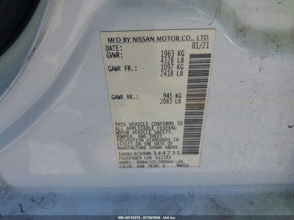 1N4BL4CV4MN344735 2021 NISSAN ALTIMA photo no. 9