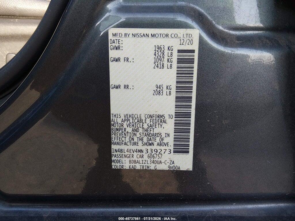 1N4BL4EV4MN339273 2021 NISSAN ALTIMA photo no. 9