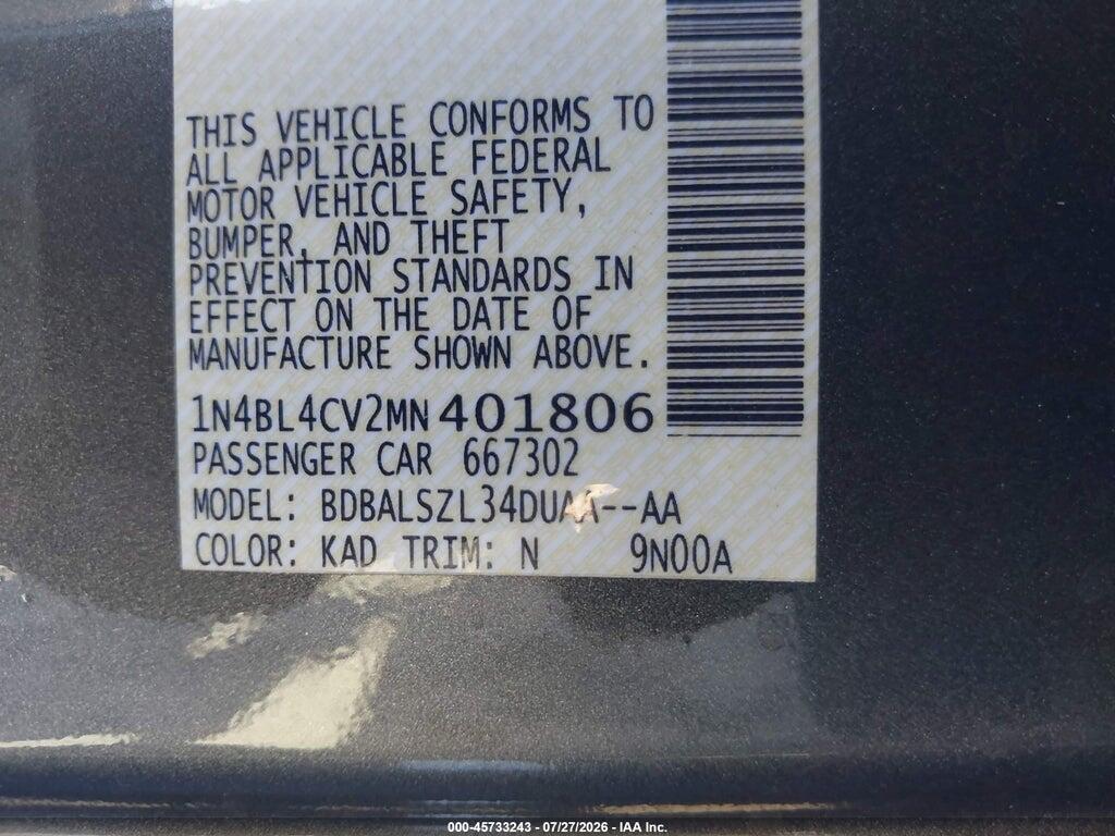 1N4BL4CV2MN401806 2021 NISSAN ALTIMA photo no. 9