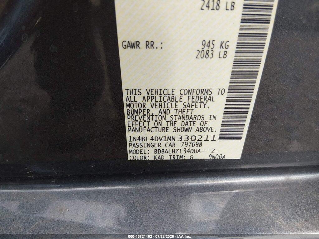 1N4BL4DV1MN330211 2021 NISSAN ALTIMA photo no. 9