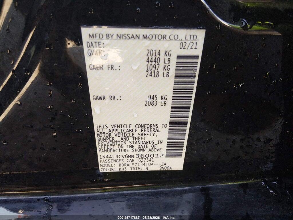 1N4AL4CV6MN360012 2021 NISSAN ALTIMA photo no. 9
