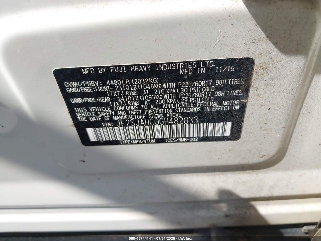 JF2SJAHC0GH482833 2016 SUBARU FORESTER photo no. 11