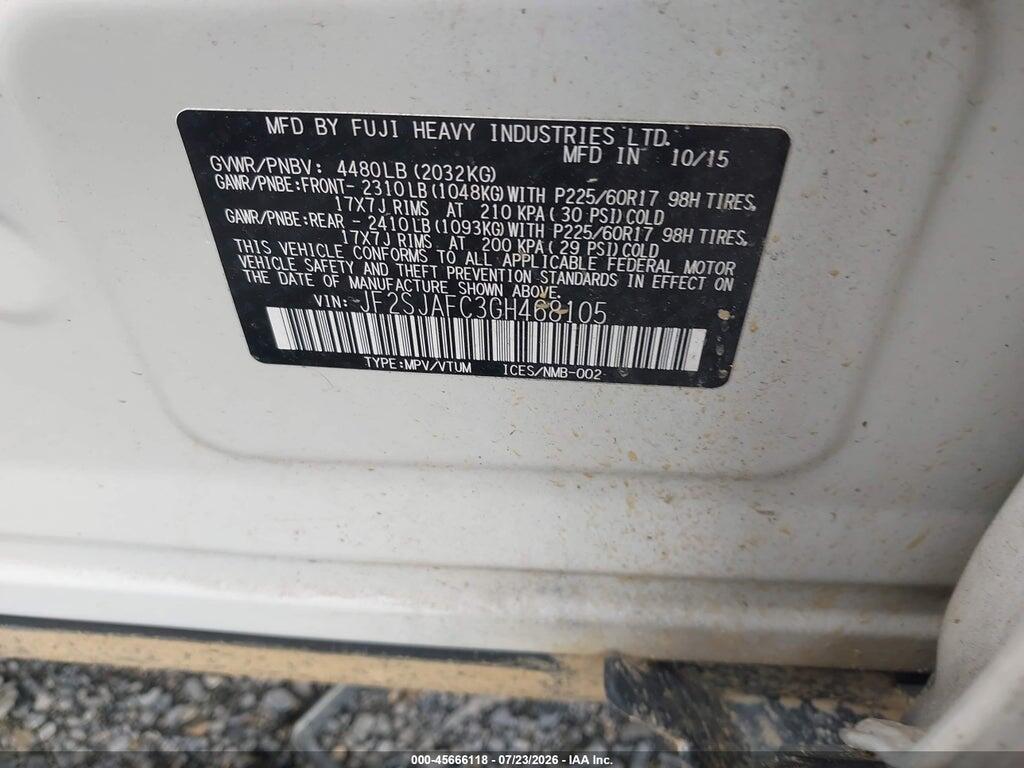 JF2SJAFC3GH468105 2016 SUBARU FORESTER photo no. 9