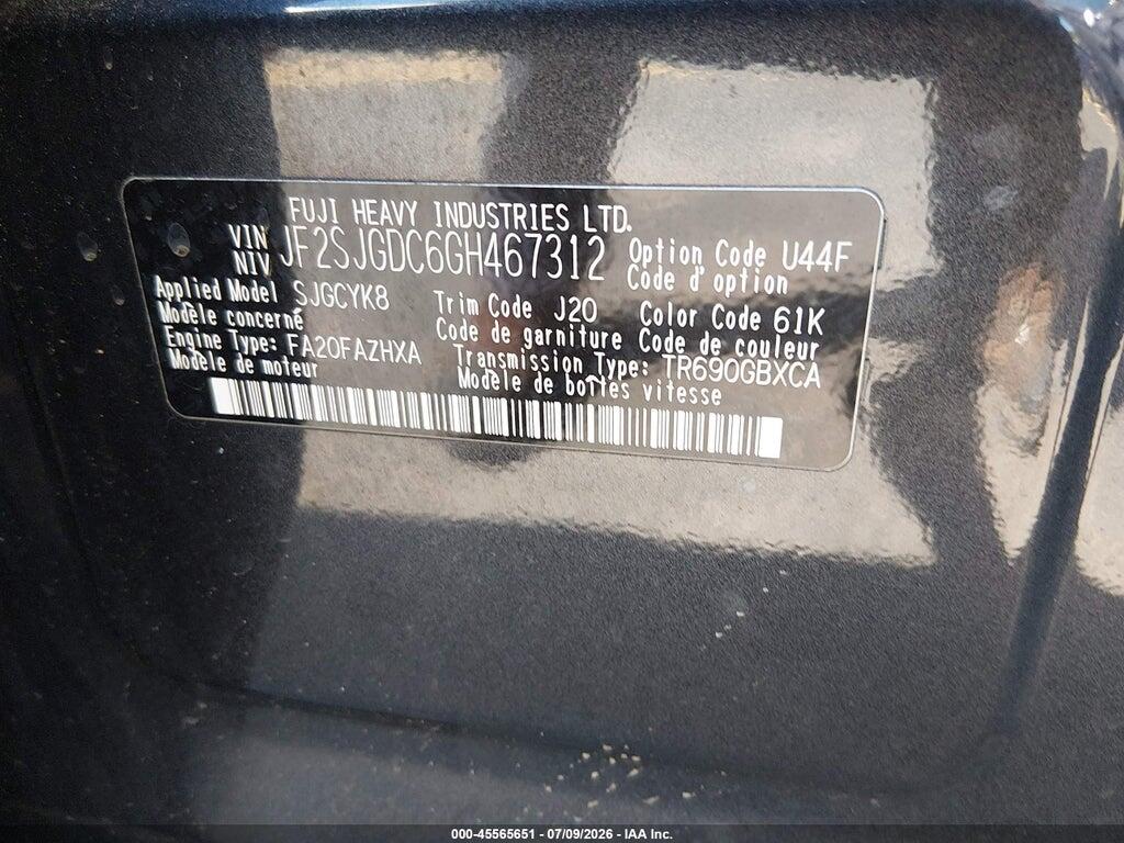 JF2SJGDC6GH467312 2016 SUBARU FORESTER photo no. 9