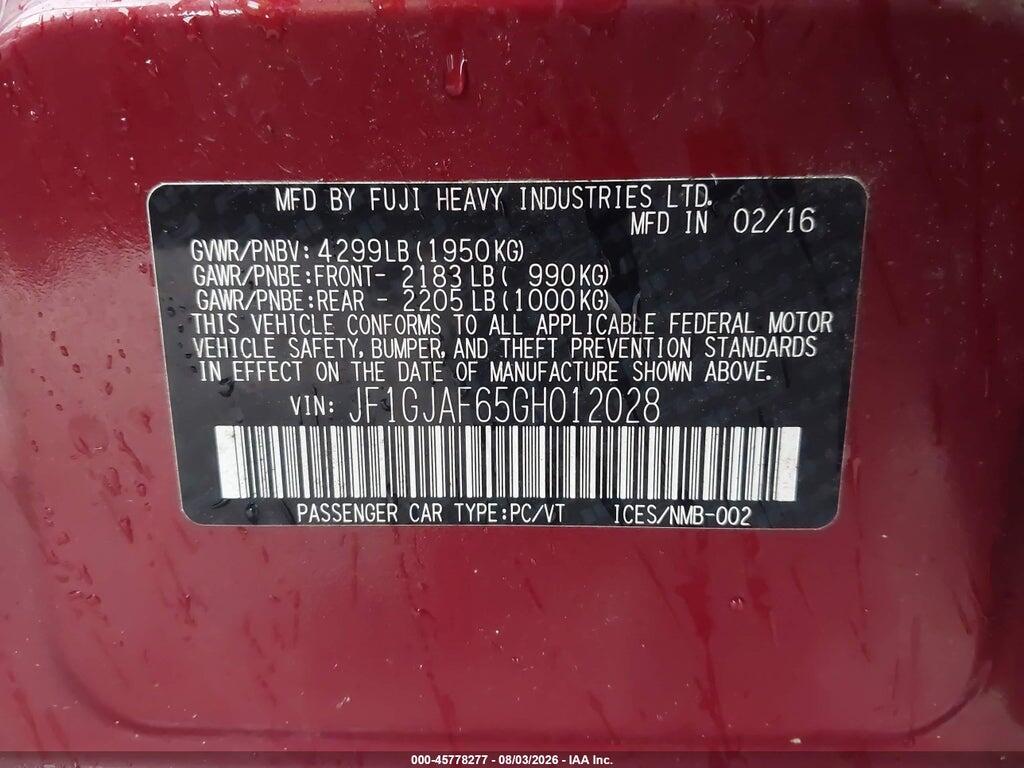 JF1GJAF65GH012028 2016 SUBARU IMPREZA photo no. 9