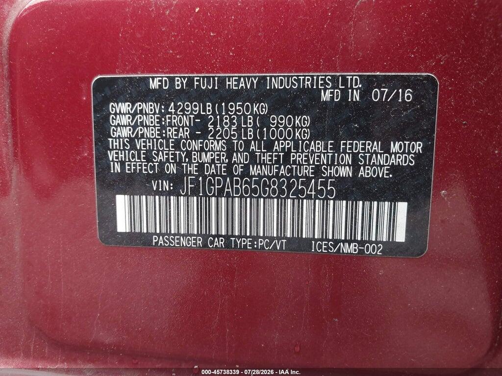 JF1GPAB65G8325455 2016 SUBARU IMPREZA photo no. 9