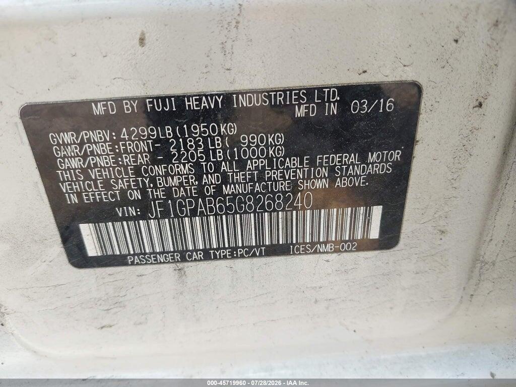 JF1GPAB65G8268240 2016 SUBARU IMPREZA photo no. 9