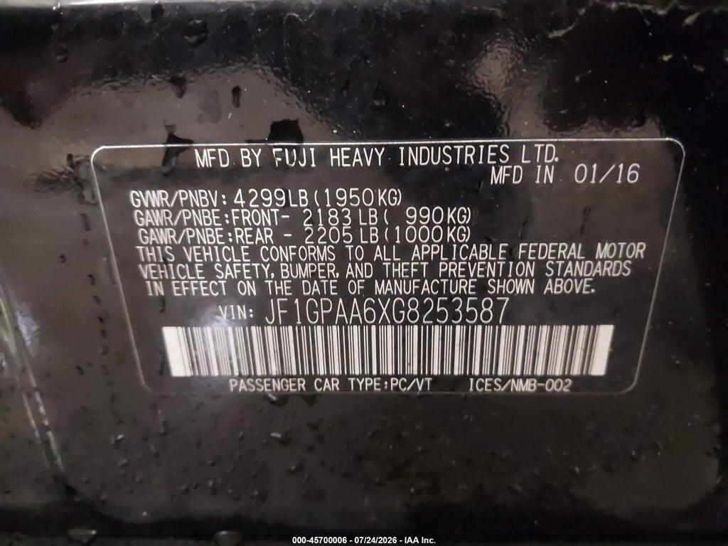 JF1GPAA6XG8253587 2016 SUBARU IMPREZA photo no. 9