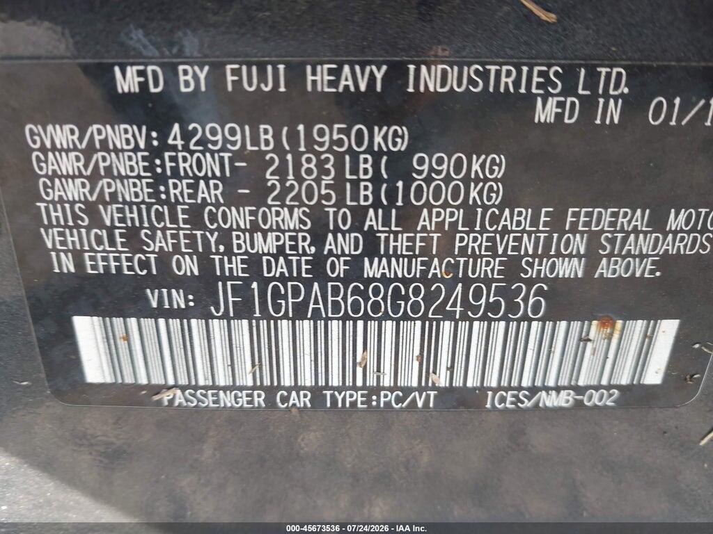 JF1GPAB68G8249536 2016 SUBARU IMPREZA photo no. 9