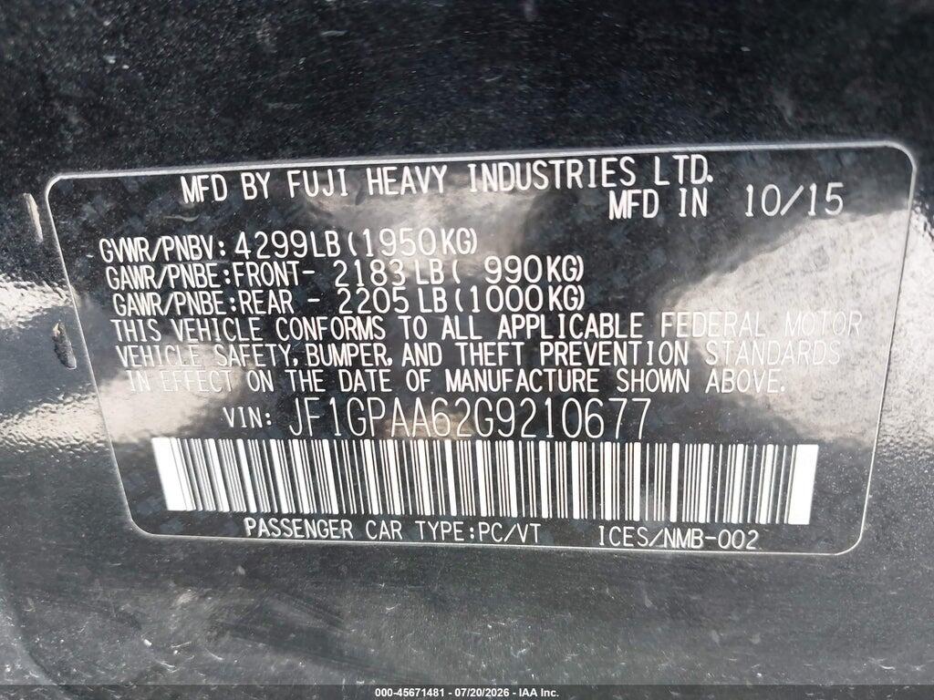 JF1GPAA62G9210677 2016 SUBARU IMPREZA photo no. 9