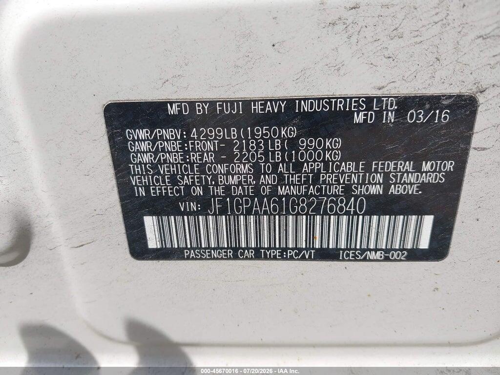 JF1GPAA61G8276840 2016 SUBARU IMPREZA photo no. 9