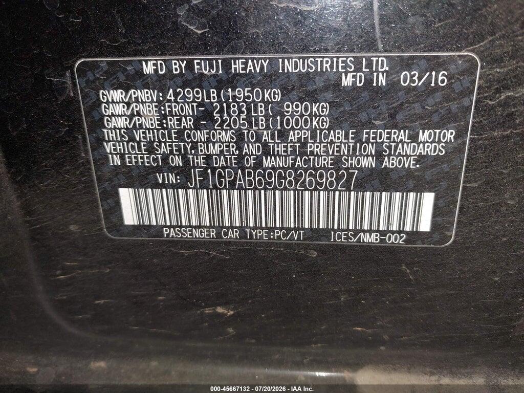 JF1GPAB69G8269827 2016 SUBARU IMPREZA photo no. 9
