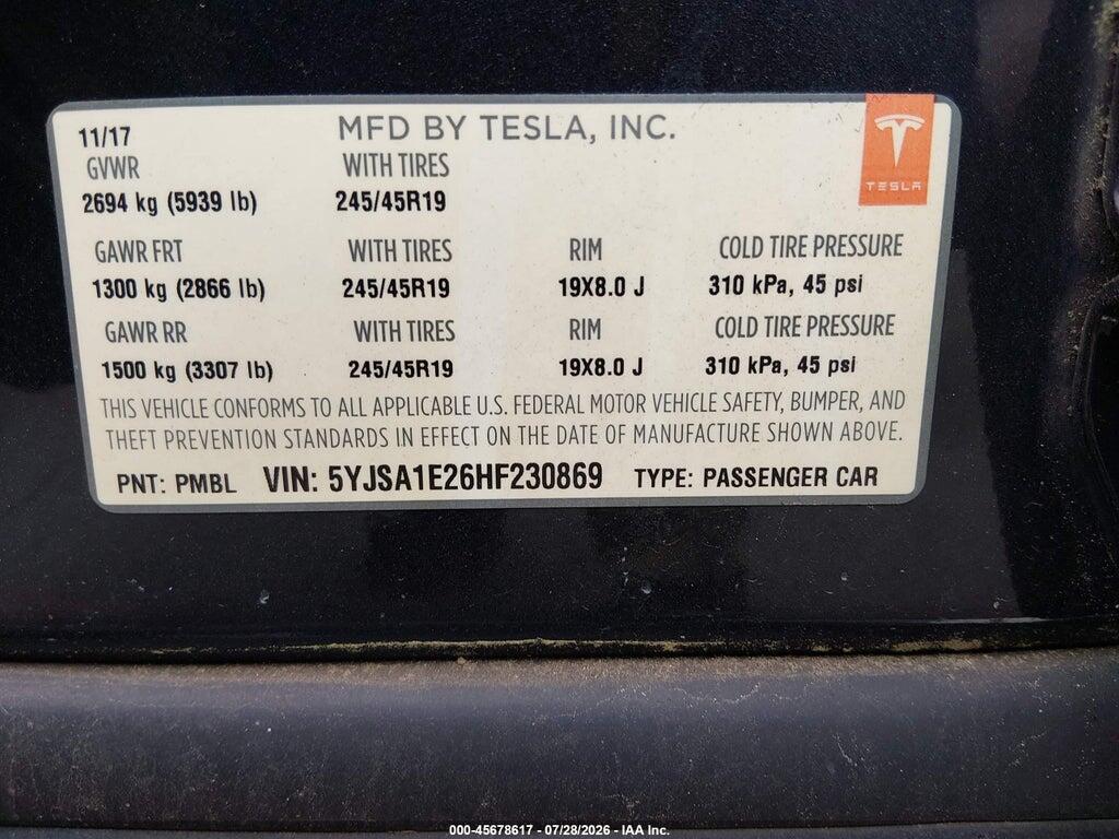 5YJSA1E26HF230869 2017 TESLA MODEL S photo no. 9