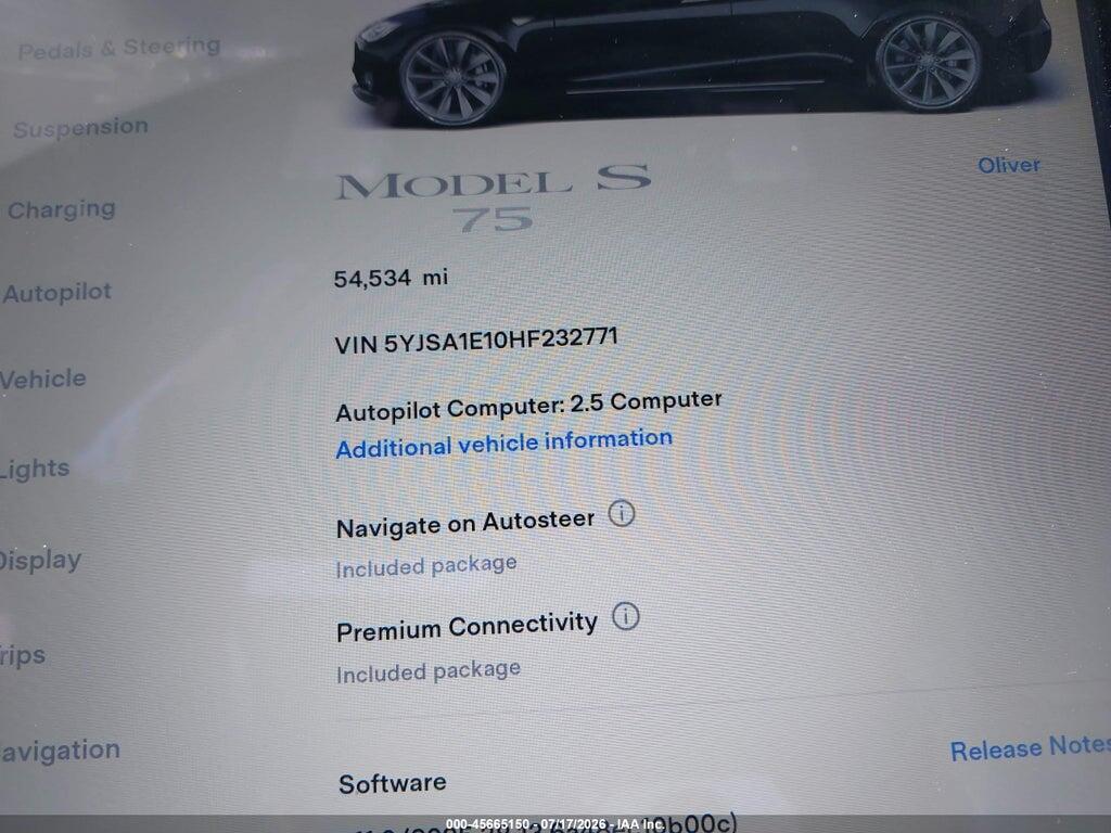 5YJSA1E10HF232771 2017 TESLA MODEL S photo no. 7