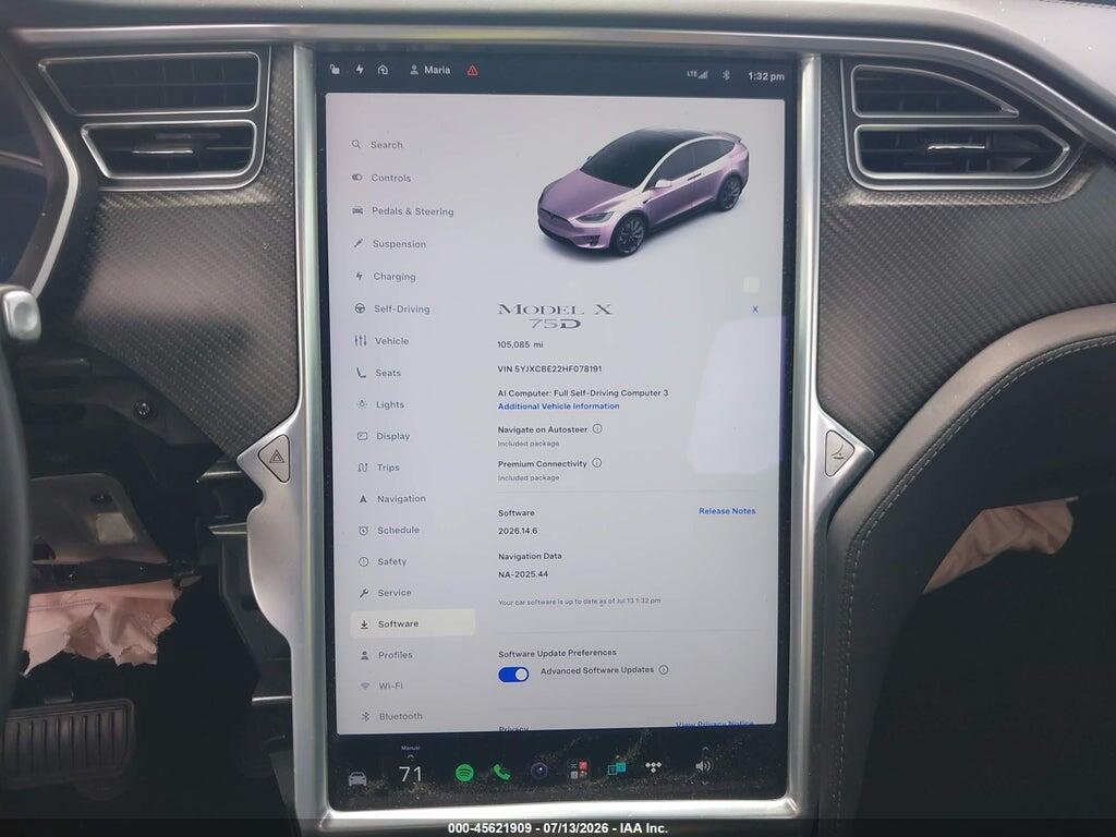 5YJXCBE22HF078191 2017 TESLA MODEL X photo no. 7