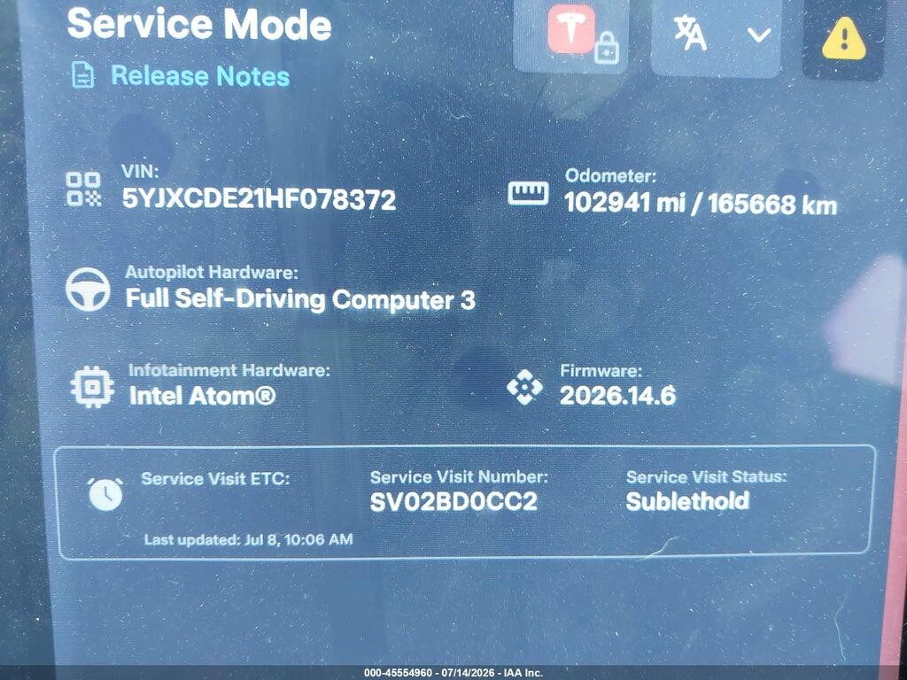 5YJXCDE21HF078372 2017 TESLA MODEL X photo no. 7
