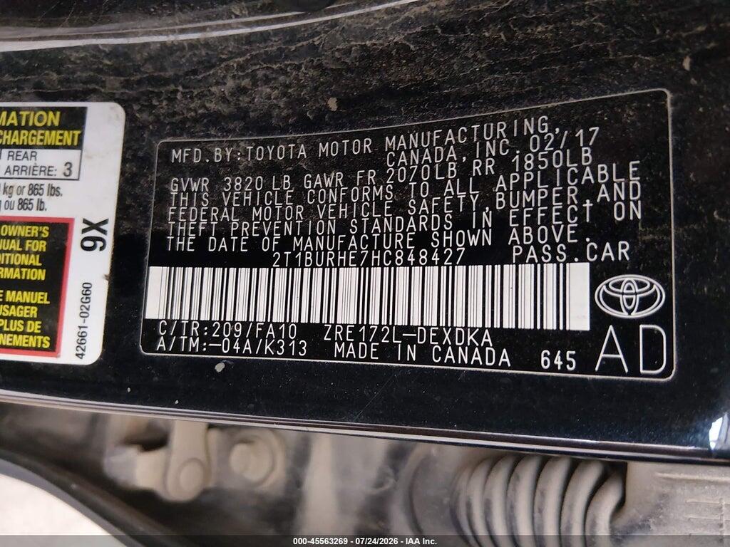 2T1BURHE7HC848427 2017 TOYOTA COROLLA photo no. 9