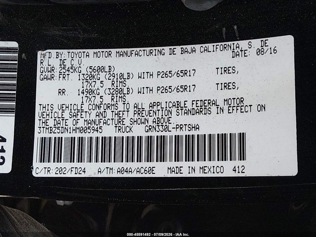 3TMBZ5DN1HM005945 2017 TOYOTA TACOMA photo no. 9