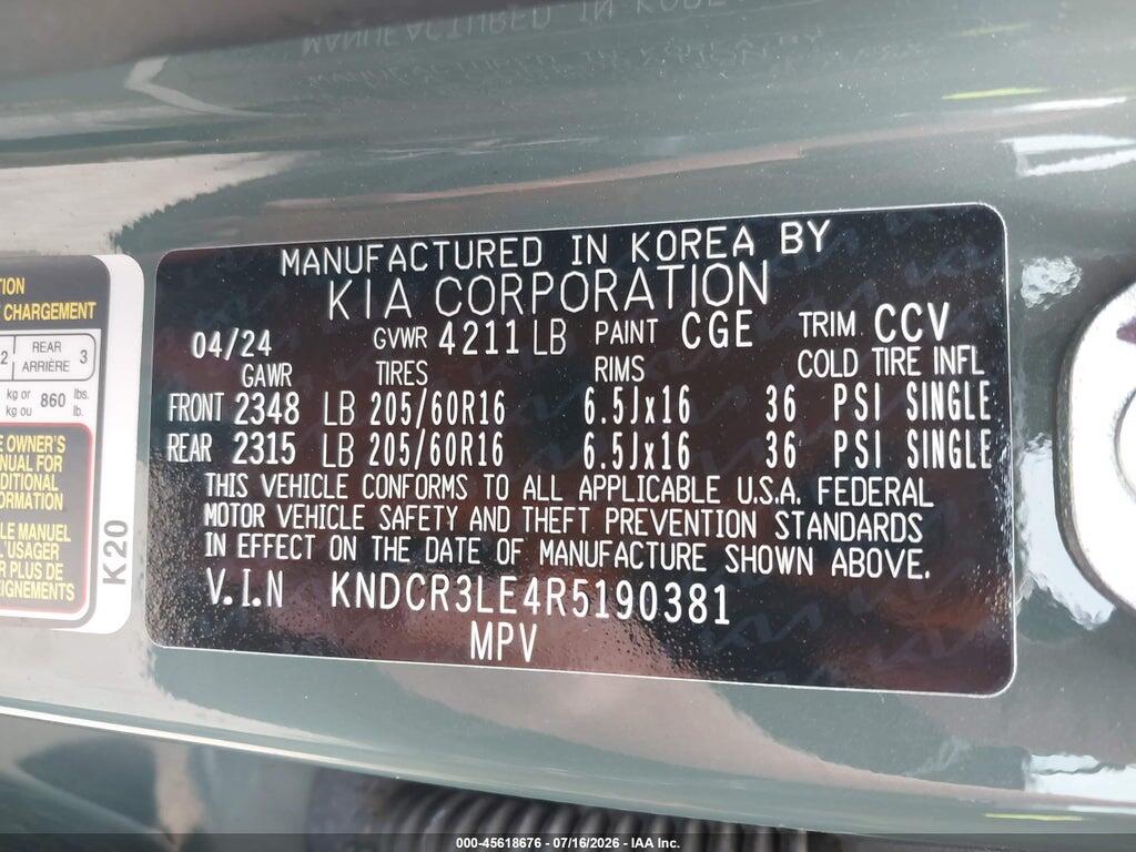 KNDCR3LE4R5190381 2024 KIA NIRO photo no. 9