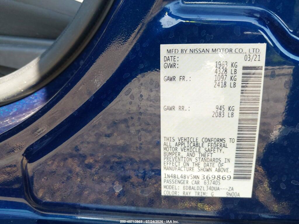 1N4BL4BV5MN369869 2021 NISSAN ALTIMA photo no. 9