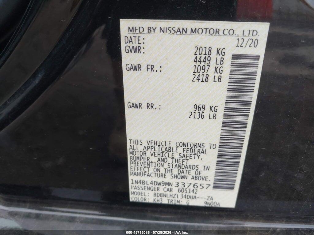 1N4BL4DW9MN337657 2021 NISSAN ALTIMA photo no. 9