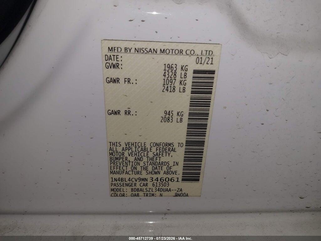 1N4BL4CV9MN346061 2021 NISSAN ALTIMA photo no. 9