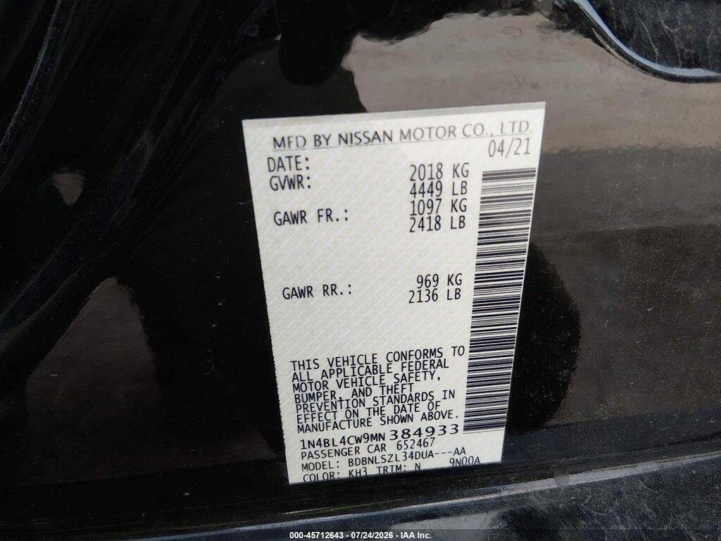 1N4BL4CW9MN384933 2021 NISSAN ALTIMA photo no. 9