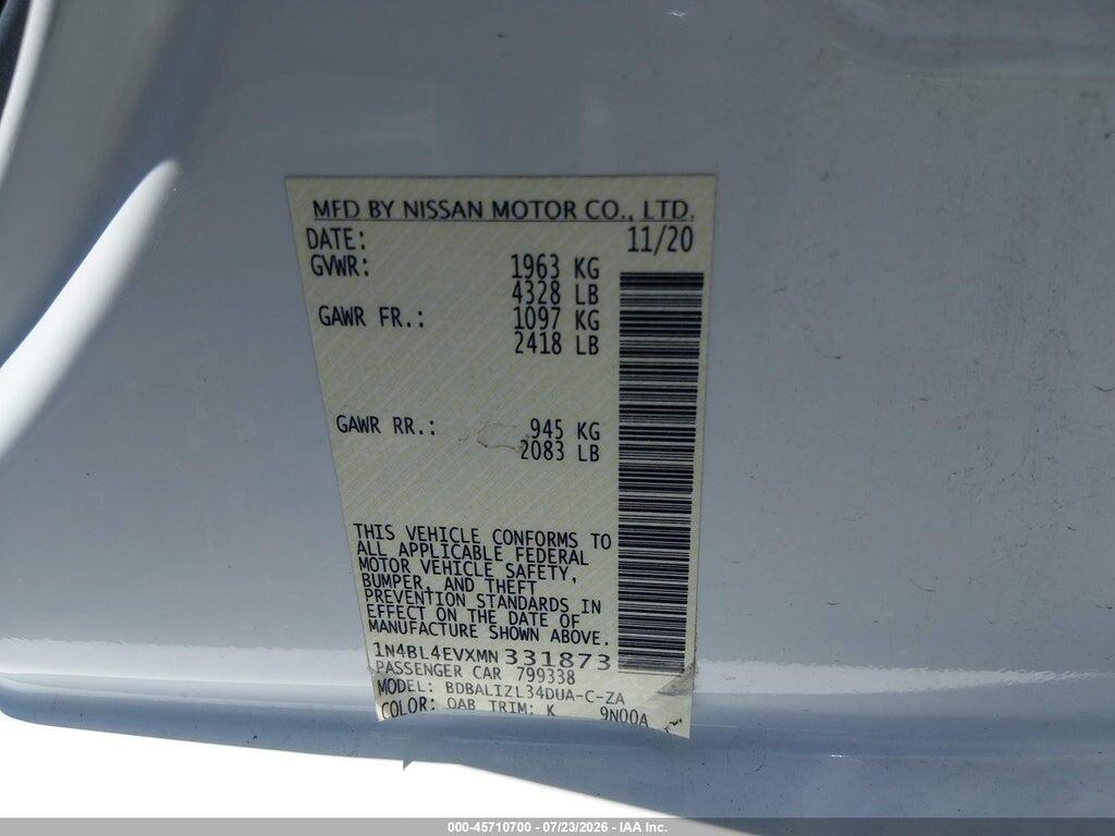 1N4BL4EVXMN331873 2021 NISSAN ALTIMA photo no. 9
