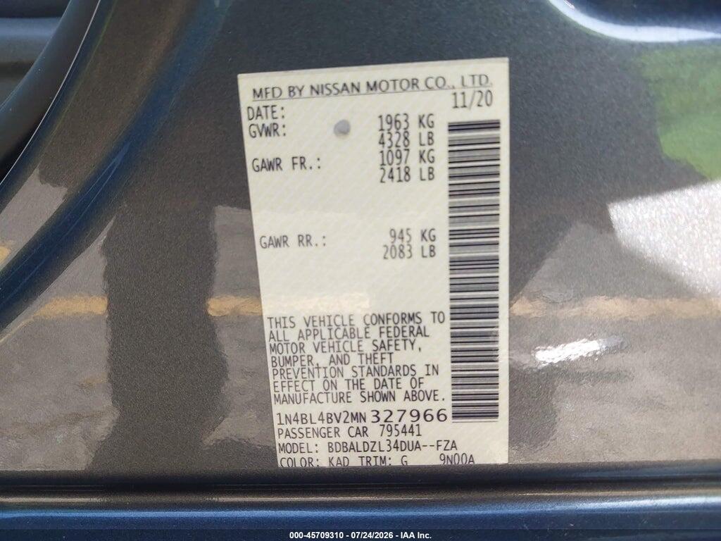 1N4BL4BV2MN327966 2021 NISSAN ALTIMA photo no. 9
