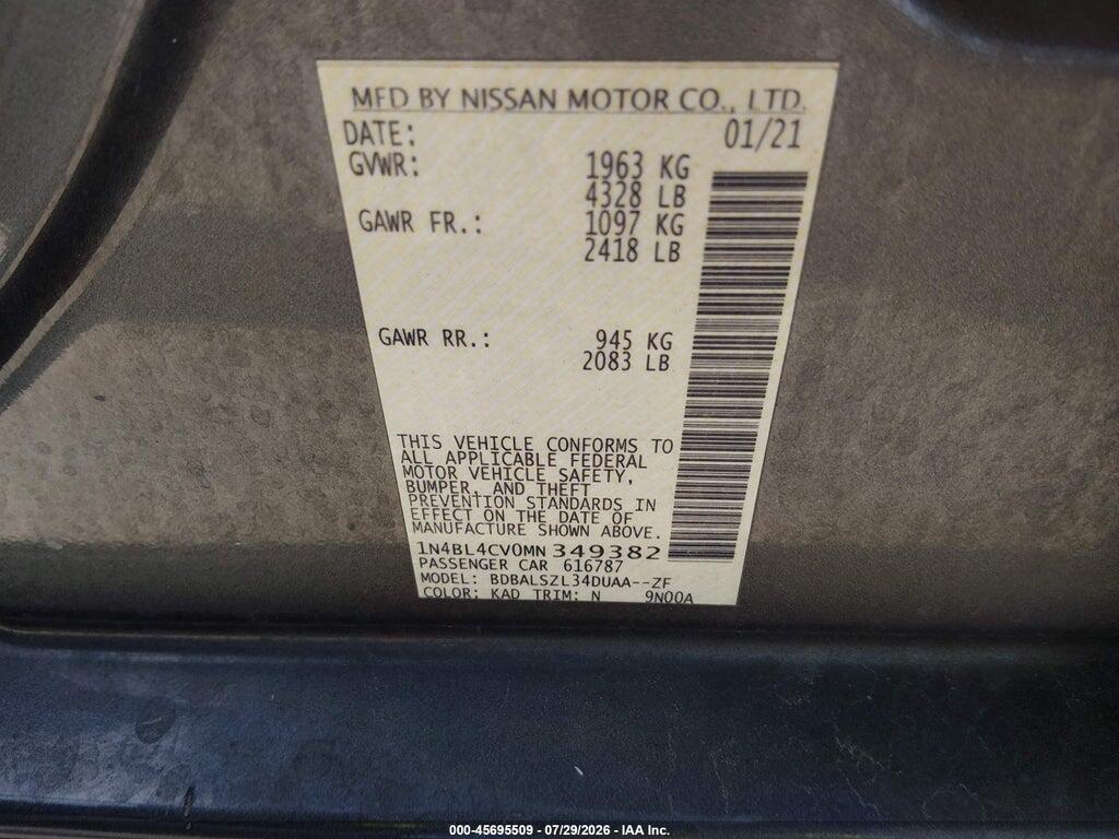 1N4BL4CV0MN349382 2021 NISSAN ALTIMA photo no. 9