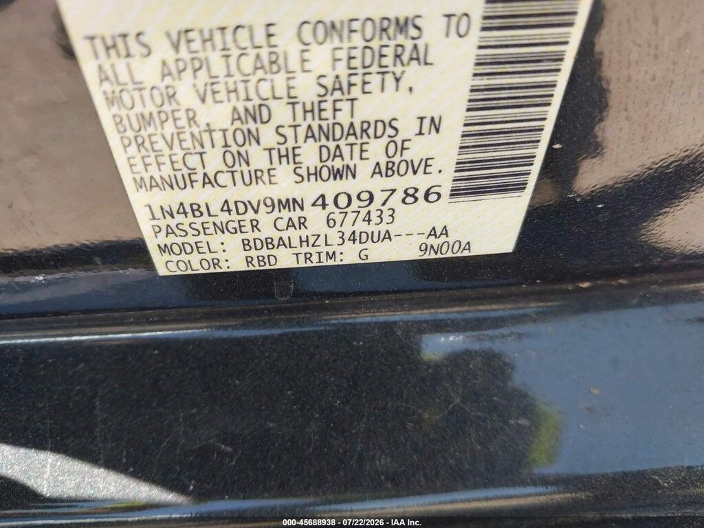 1N4BL4DV9MN409786 2021 NISSAN ALTIMA photo no. 9