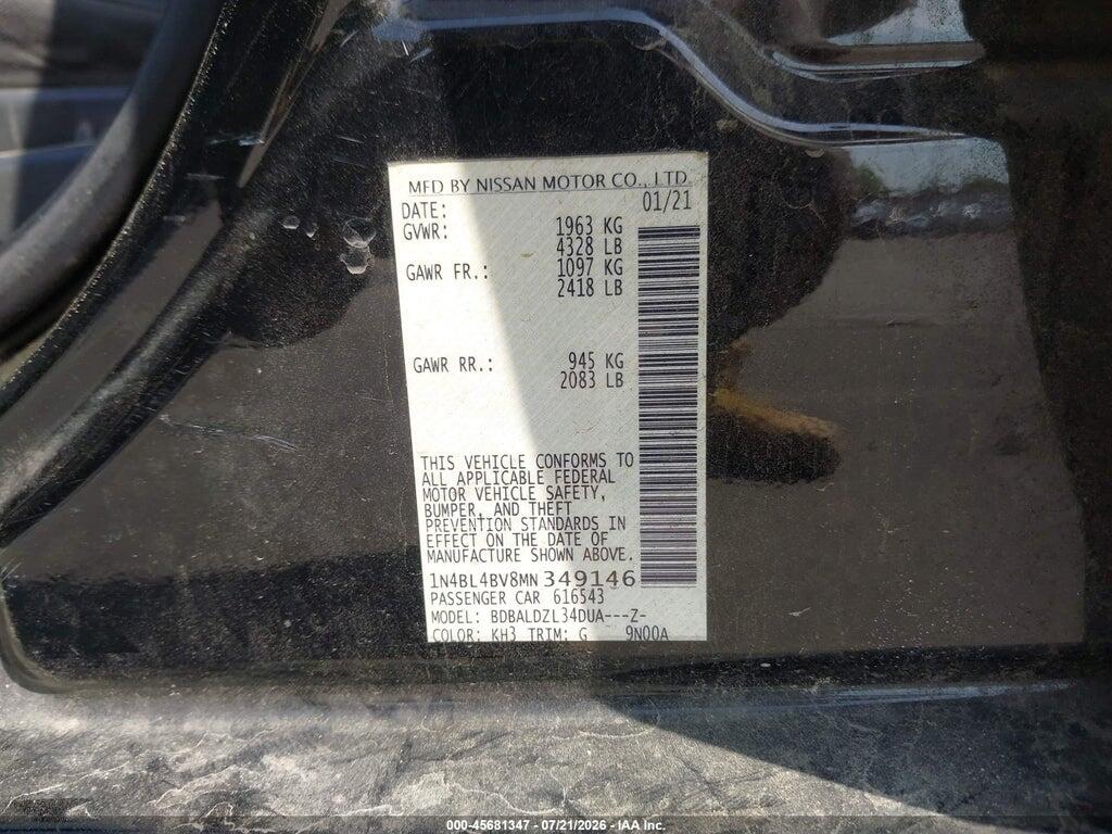 1N4BL4BV8MN349146 2021 NISSAN ALTIMA photo no. 9