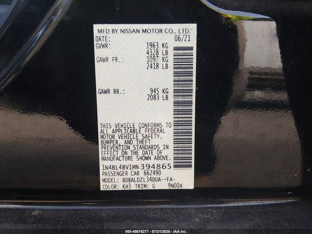 1N4BL4BV1MN394865 2021 NISSAN ALTIMA photo no. 9