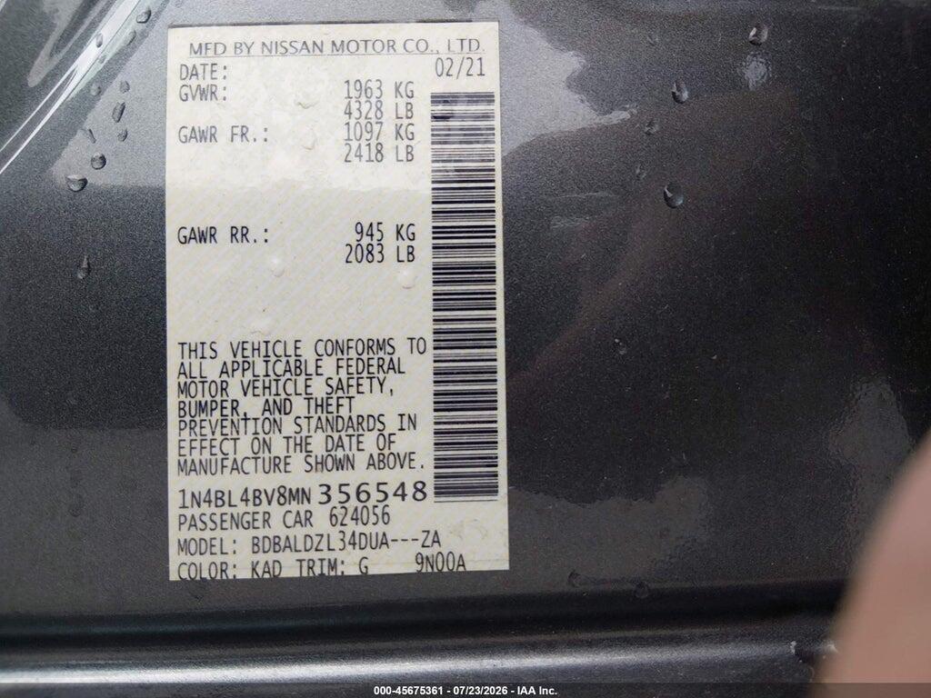 1N4BL4BV8MN356548 2021 NISSAN ALTIMA photo no. 9