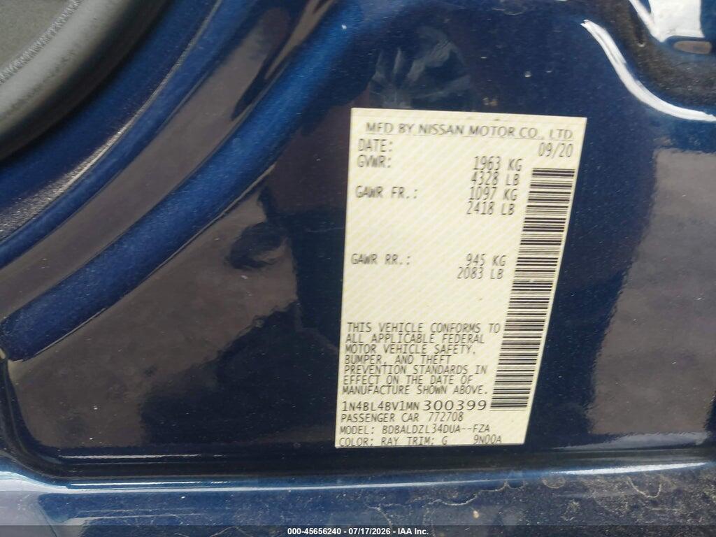 1N4BL4BV1MN300399 2021 NISSAN ALTIMA photo no. 9