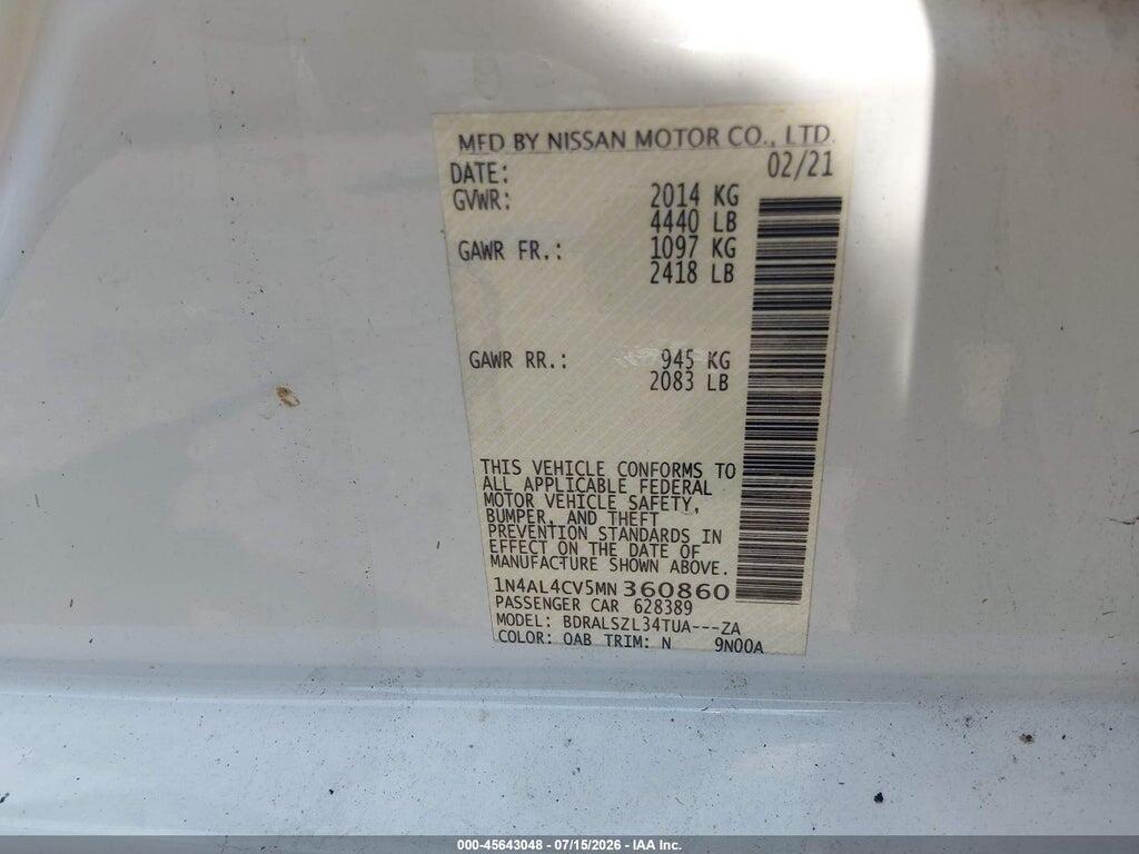 1N4AL4CV5MN360860 2021 NISSAN ALTIMA photo no. 9