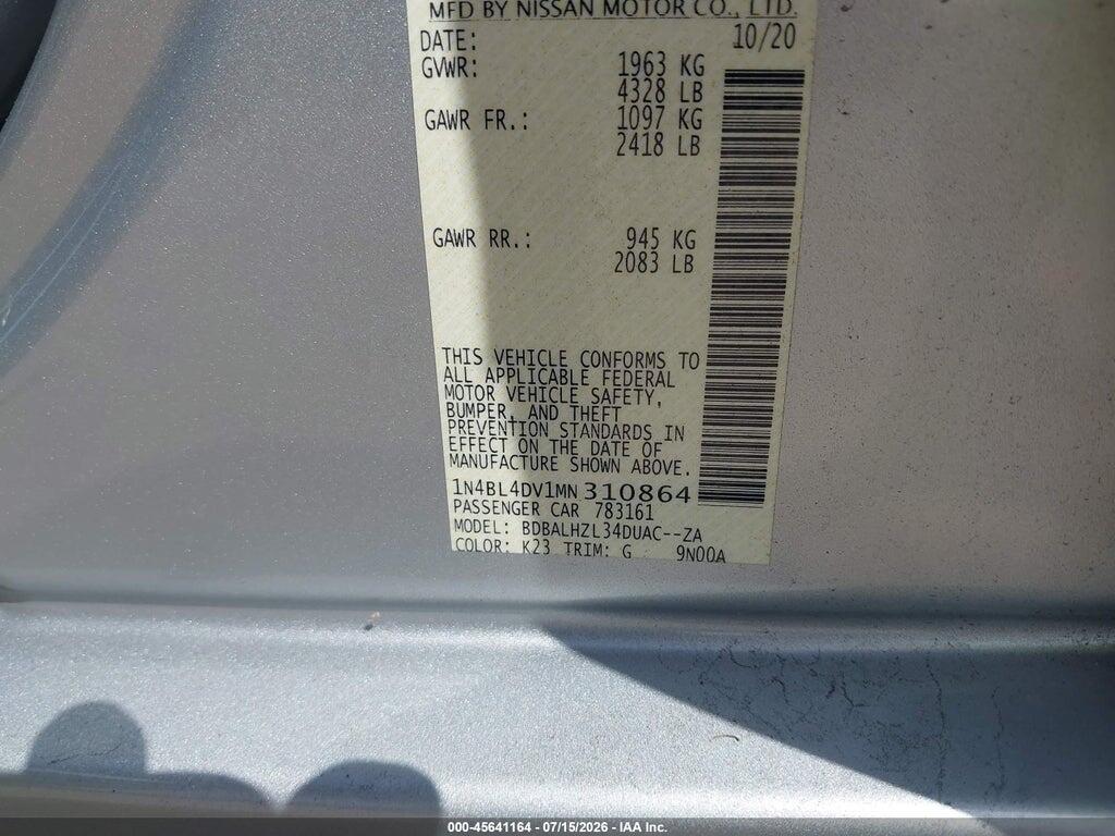 1N4BL4DV1MN310864 2021 NISSAN ALTIMA photo no. 9