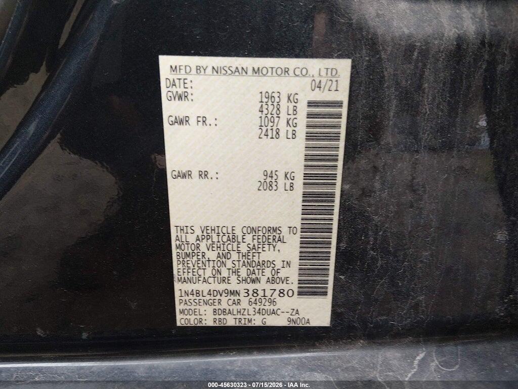 1N4BL4DV9MN381780 2021 NISSAN ALTIMA photo no. 9