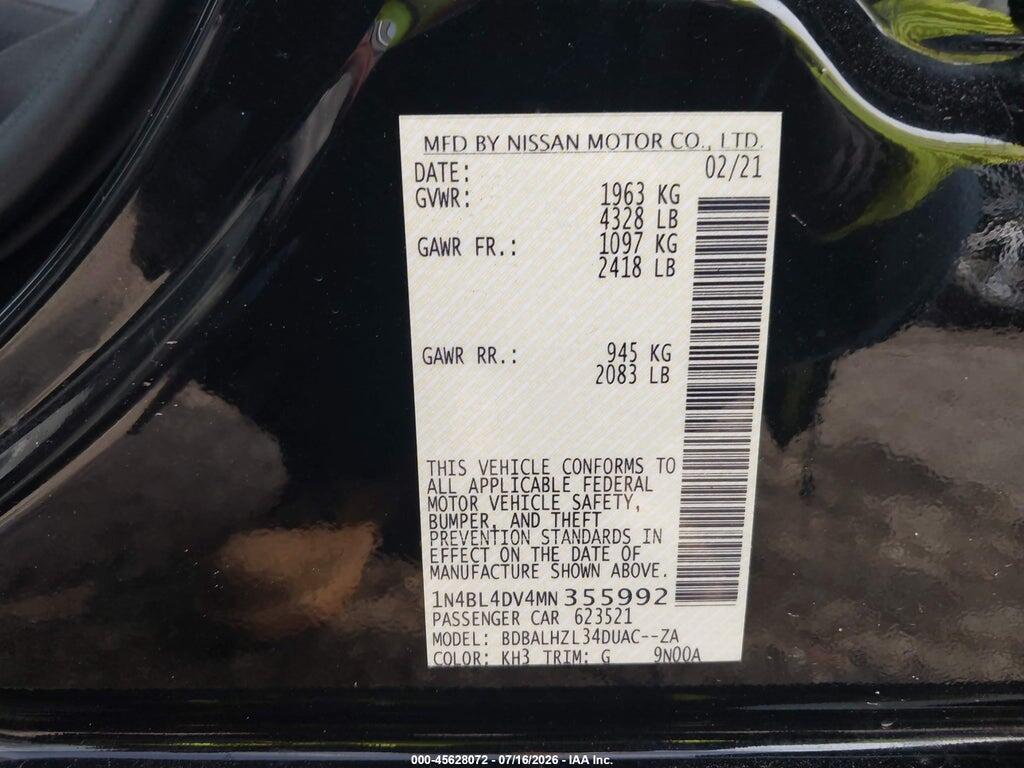 1N4BL4DV4MN355992 2021 NISSAN ALTIMA photo no. 9