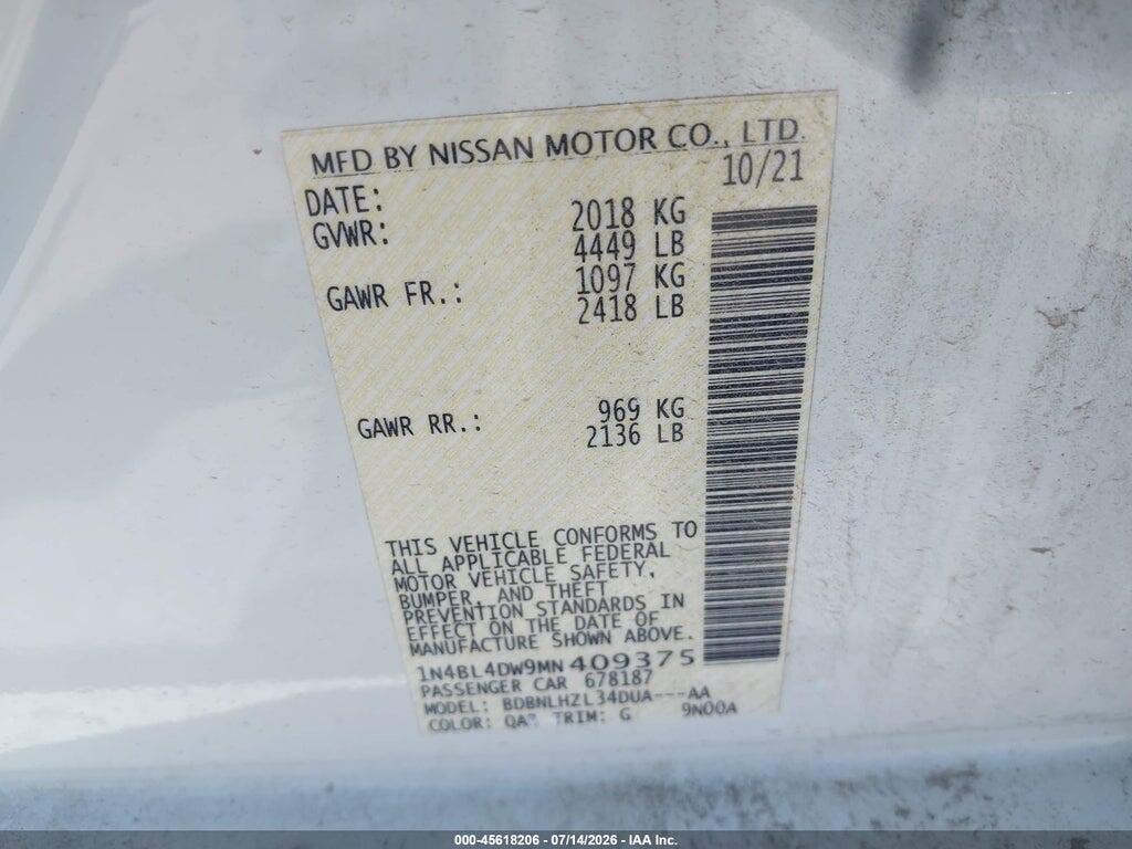 1N4BL4DW9MN409375 2021 NISSAN ALTIMA photo no. 9
