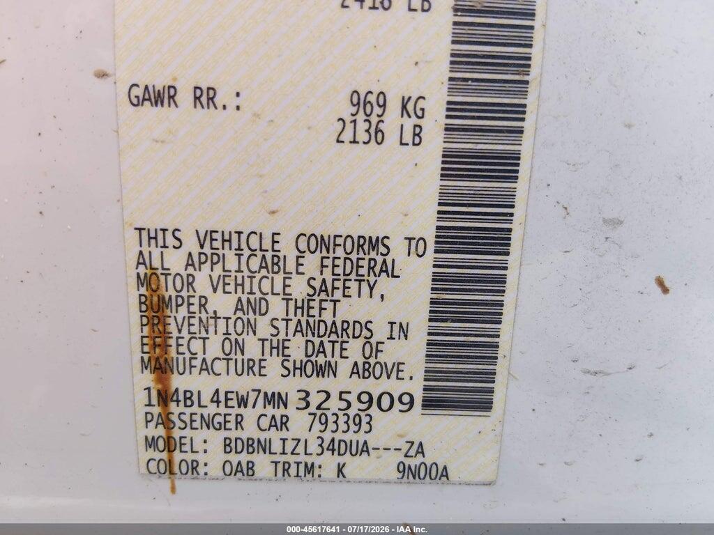 1N4BL4EW7MN325909 2021 NISSAN ALTIMA photo no. 9