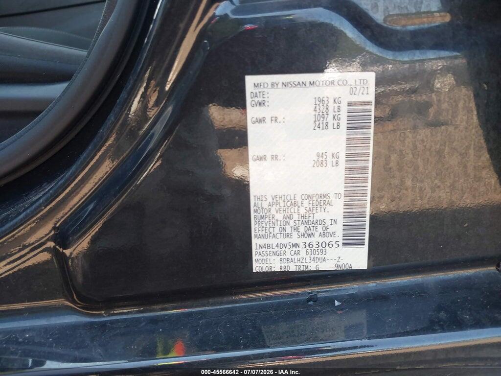 1N4BL4DV5MN363065 2021 NISSAN ALTIMA photo no. 9