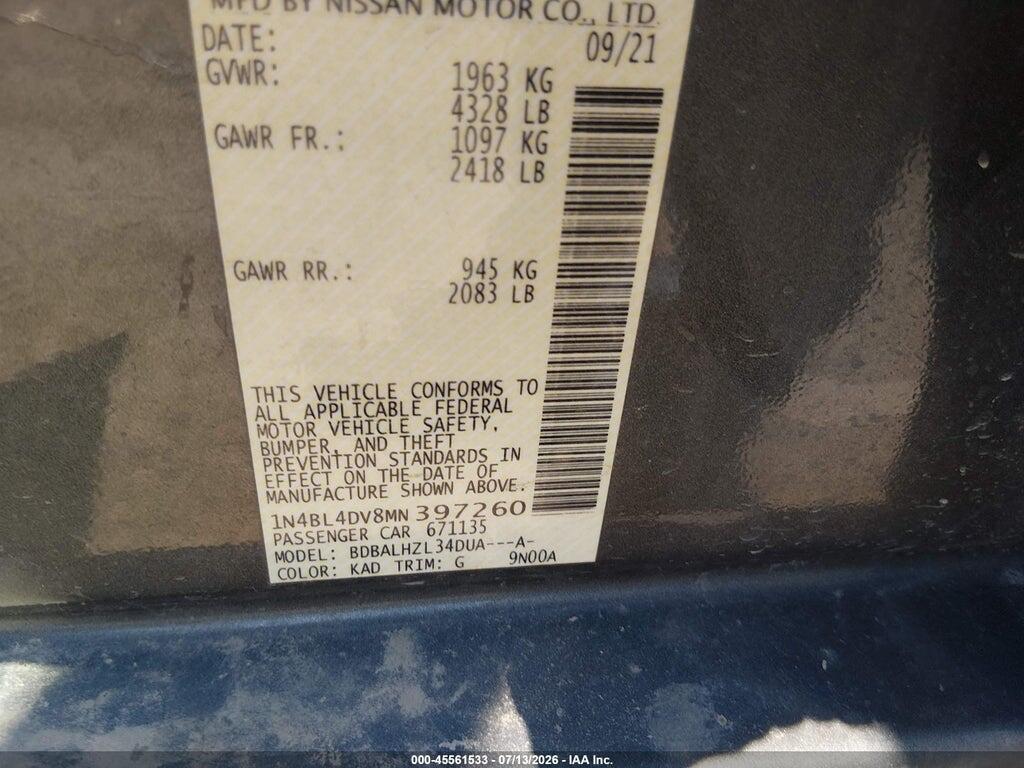 1N4BL4DV8MN397260 2021 NISSAN ALTIMA photo no. 9